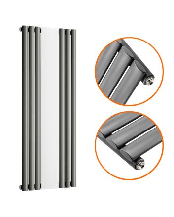 1800 x 531mm Anthracite Vertical Radiator With Mirror, Single Panel 