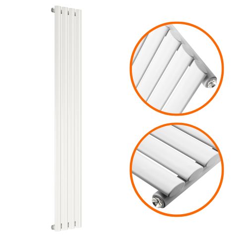 1600 x 236mm White Single Oval Tube Vertical Radiator 