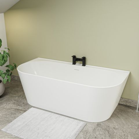 Landro Modern Back To Wall Freestanding Bath, 1500 (L) x 750 (W)