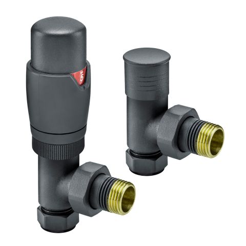 Modern Anthracite Thermostatic Radiator Valves, Angled Fitment