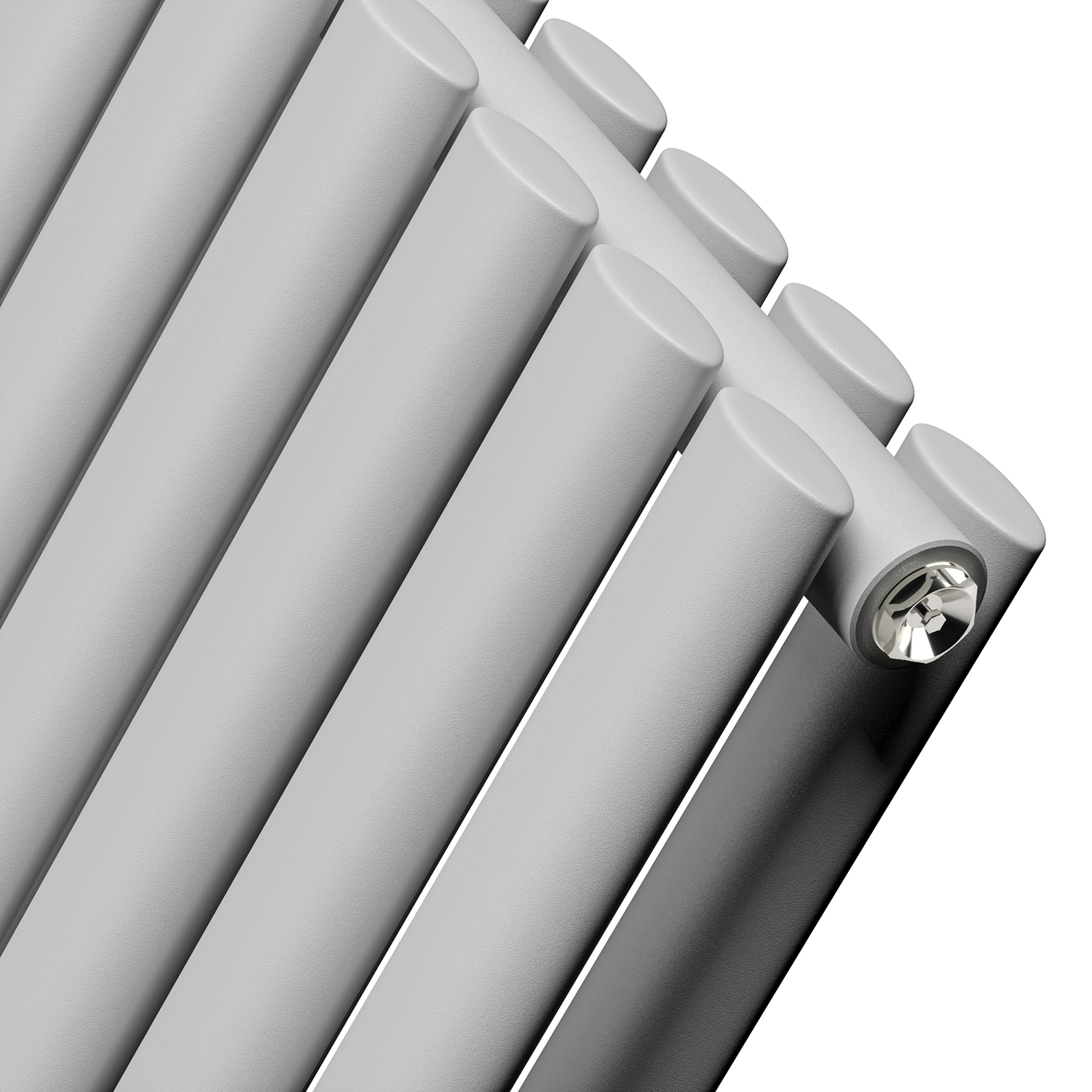 635 x 236mm Feather Grey Double Oval Tube Horizontal Radiator 