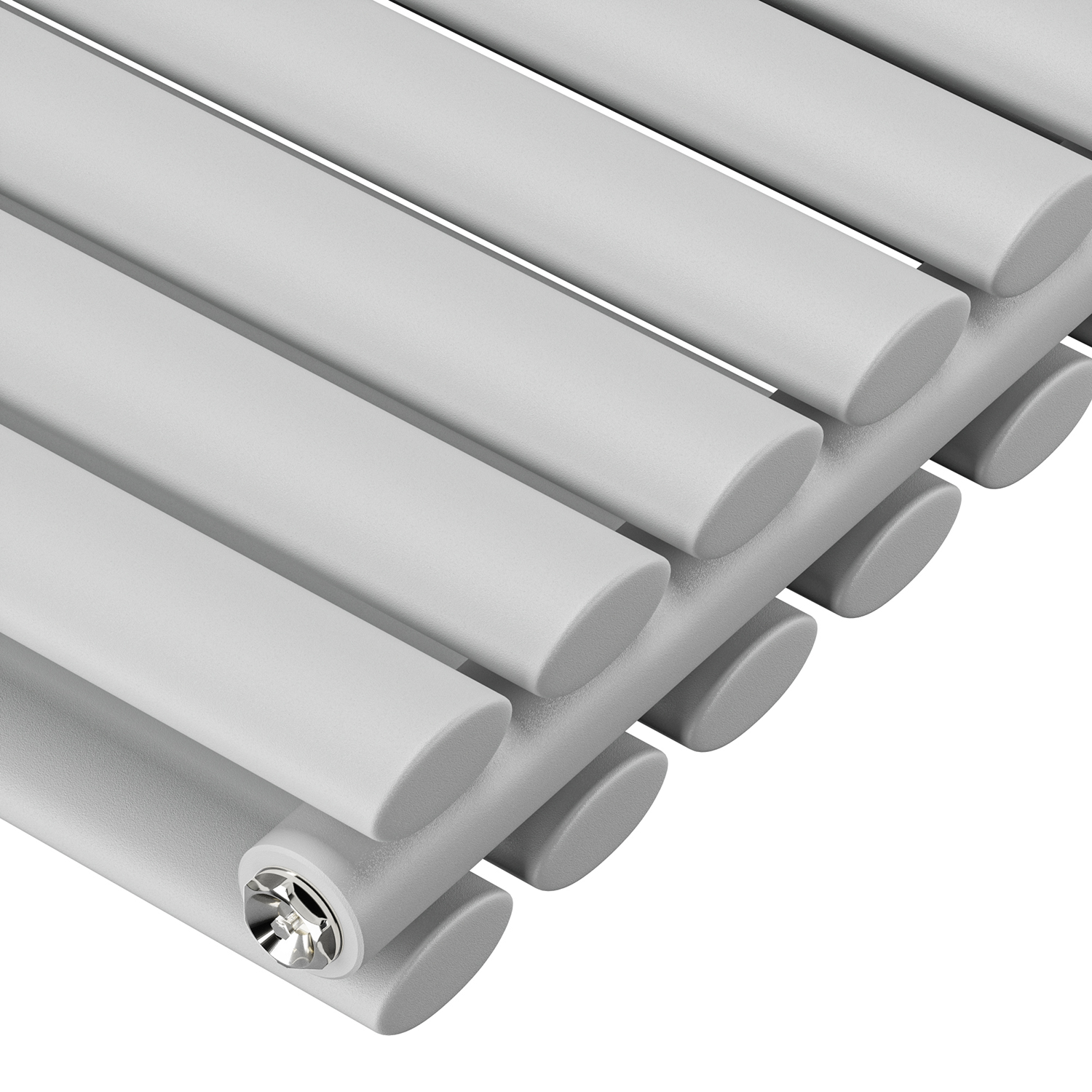 635 x 236mm Feather Grey Double Oval Tube Horizontal Radiator 