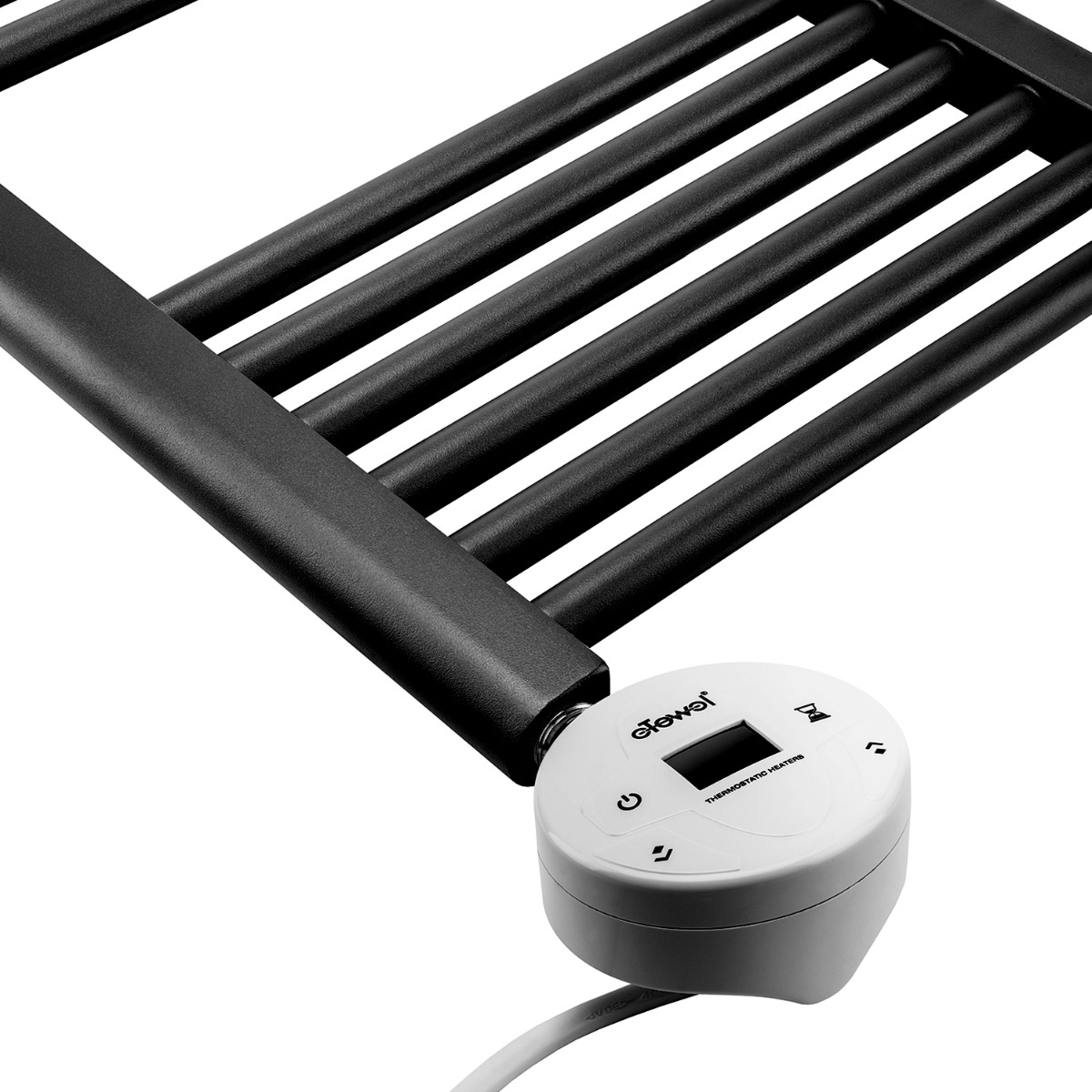 800 x 500mm Electric Black Heated Towel Rail