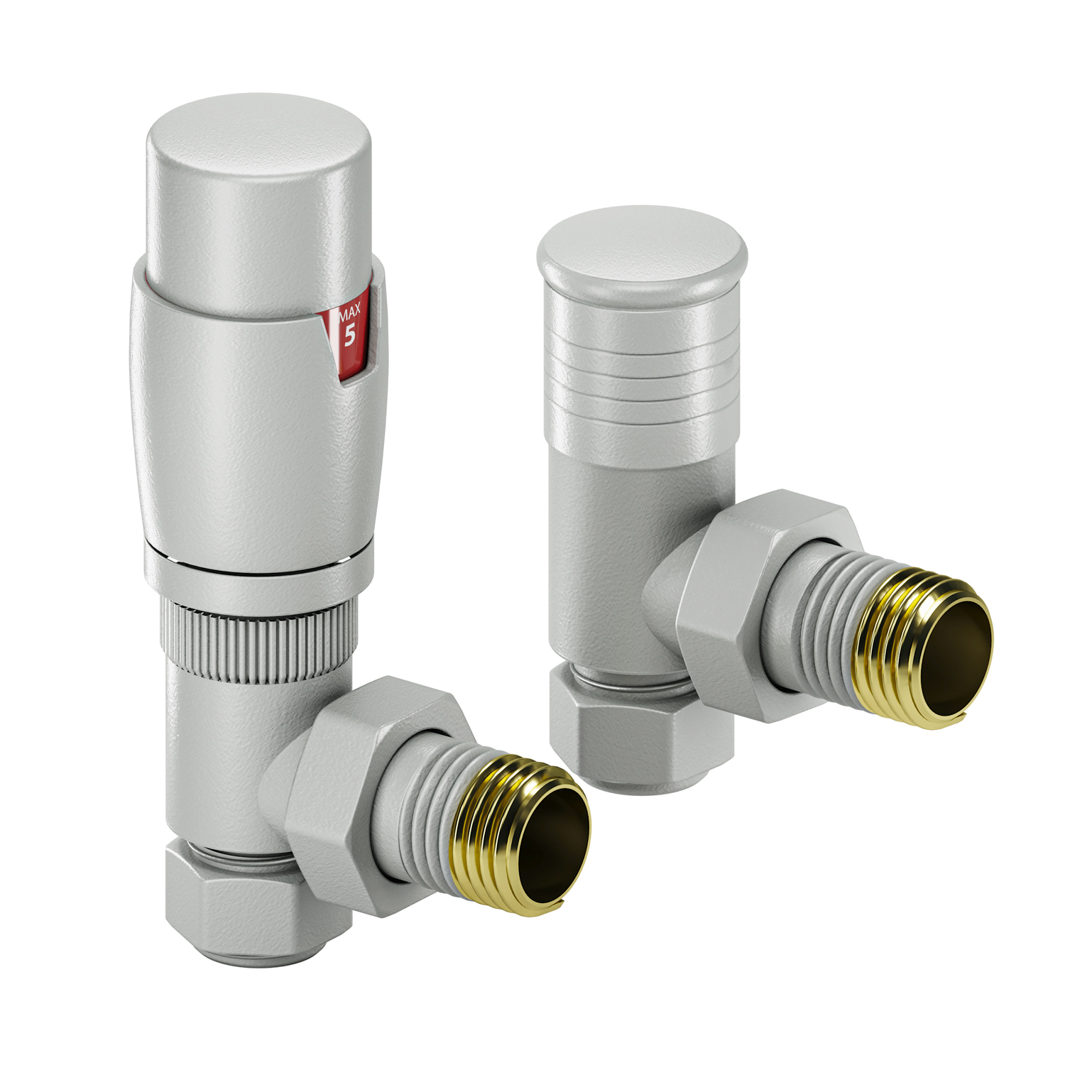 Modern Feather Grey Thermostatic Radiator Valves, Angled Fitment