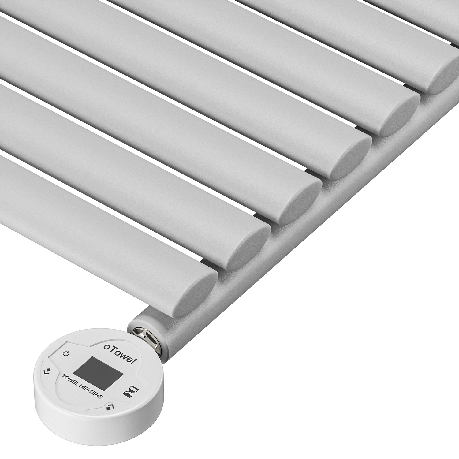 400 x 834mm Electric Feather Grey Single Oval Panel Horizontal Radiator