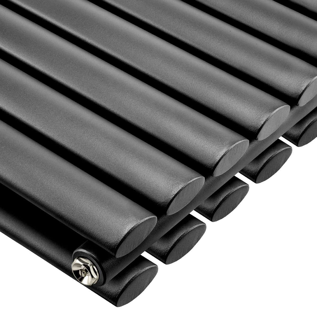 635 x 236mm Black Double Oval Tube Horizontal Radiator 
