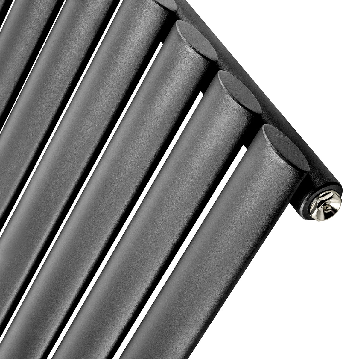 1600 x 236mm Black Single Oval Tube Vertical Radiator 