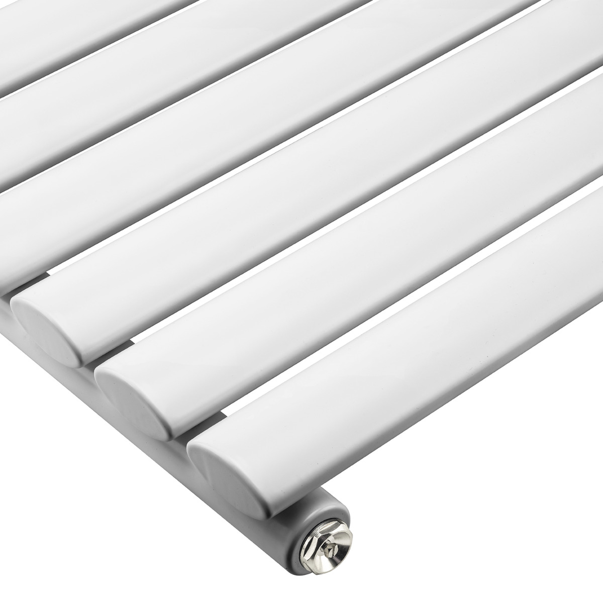 236mm x 1600mm White Single Oval Tube Horizontal / Landscape Radiator 