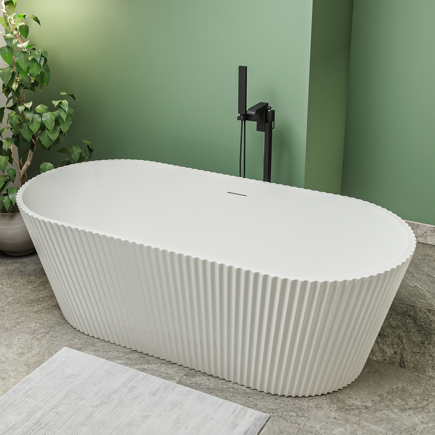 Calero Fluted Double Ended Freestanding Bath, 1600 (L) x 740 (W)