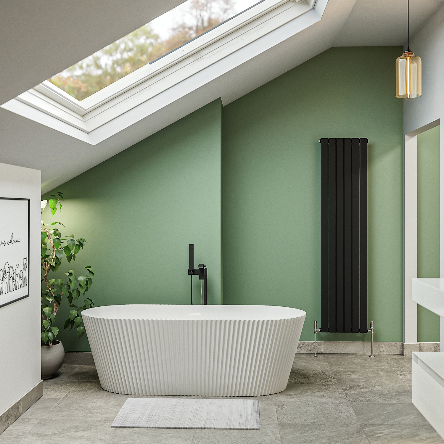 Calero Fluted Double Ended Freestanding Bath, 1600 (L) x 740 (W)