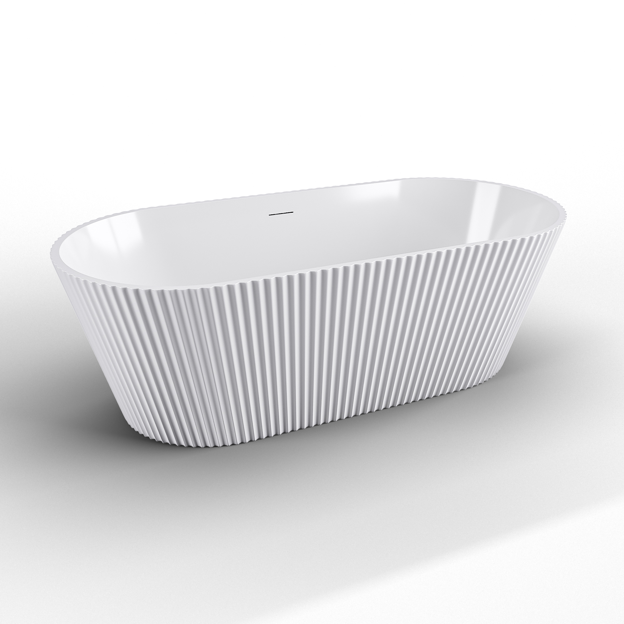 Calero Fluted Double Ended Freestanding Bath, 1600 (L) x 740 (W)