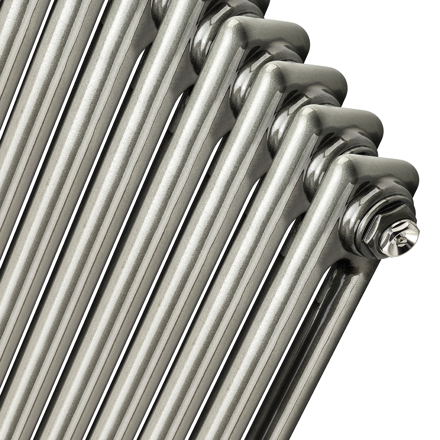 1500 x 203mm Raw Metal Lacquered Vertical Traditional 2 Column Radiator