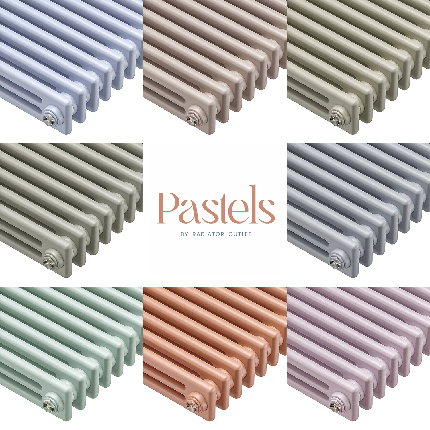 1500 x 203mm 'Pick A Pastel' Vertical Traditional 3 Column Radiator